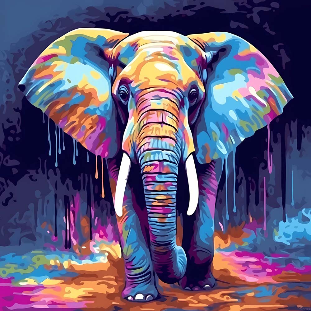 Blauer und lila Elefant Diamond Painting