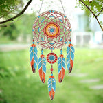 Blauer und orangefarbener Mandala-Traumfänger 2D flache Hängedekoration Diamond Painting Sets