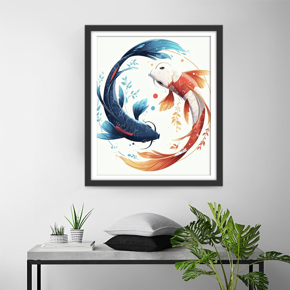 Blauer und roter Fisch Diamond Painting