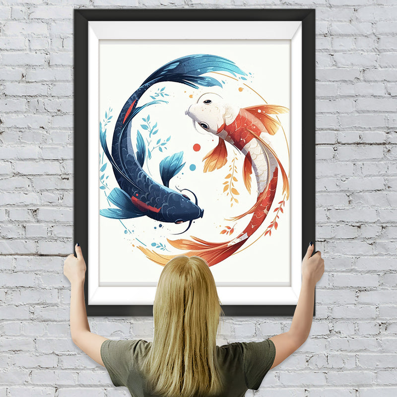 Blauer und roter Fisch Diamond Painting