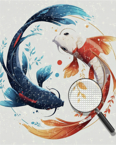 Blauer und roter Fisch Diamond Painting