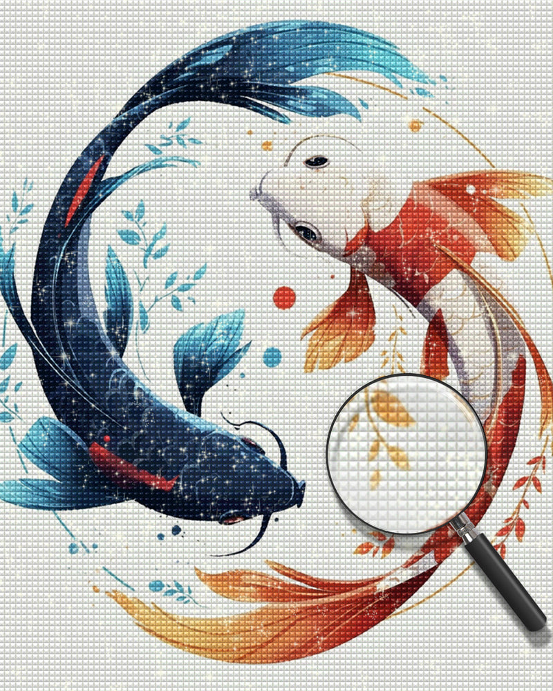Blauer und roter Fisch Diamond Painting