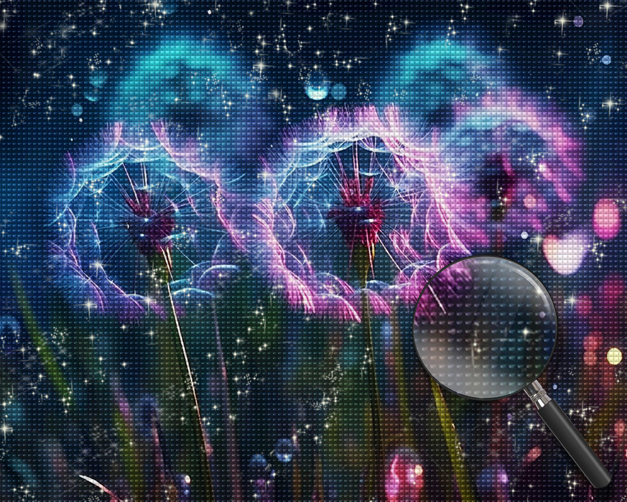 Blauer und violetter Löwenzahn Diamond Painting