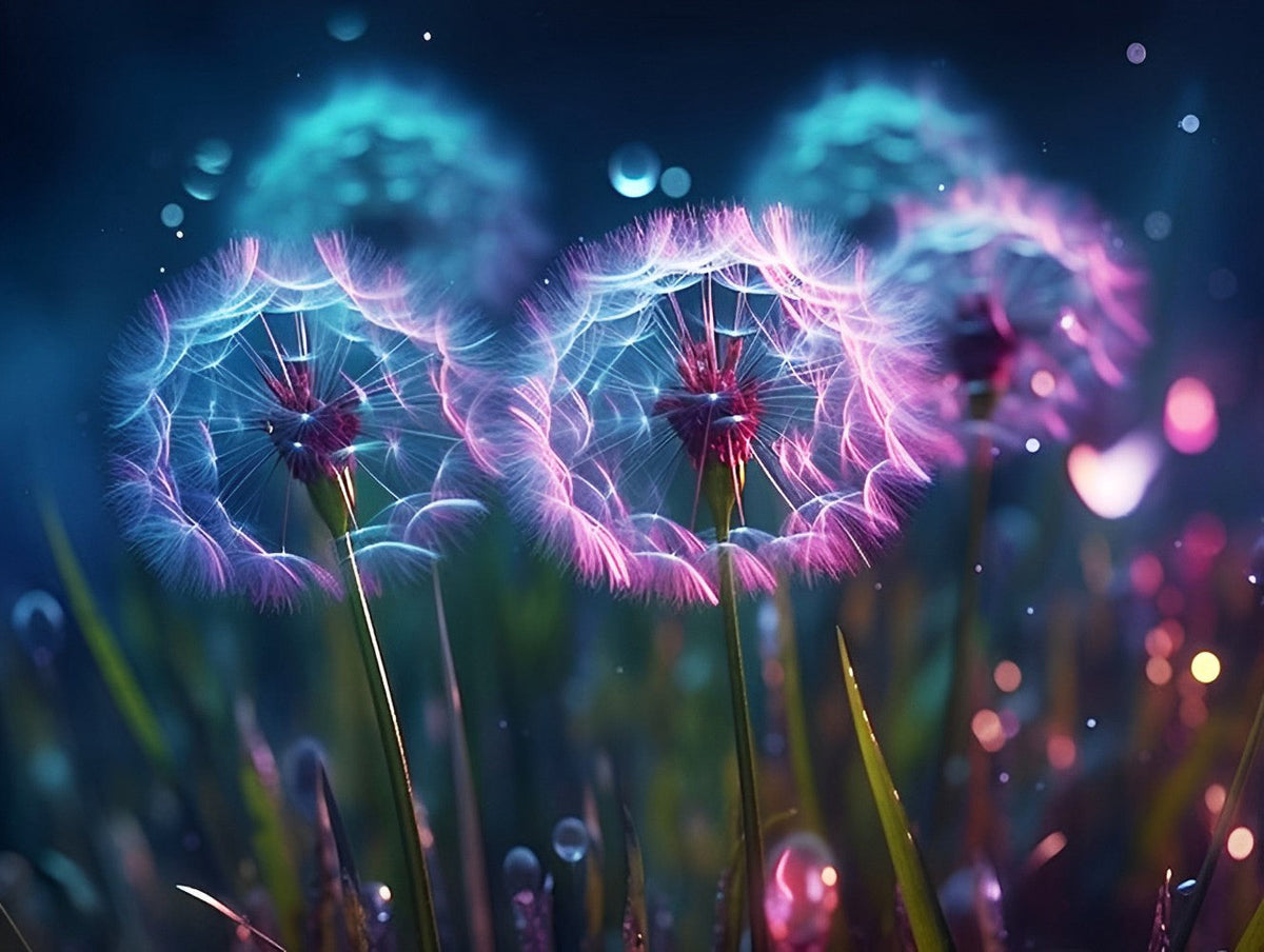 Blauer und violetter Löwenzahn Diamond Painting