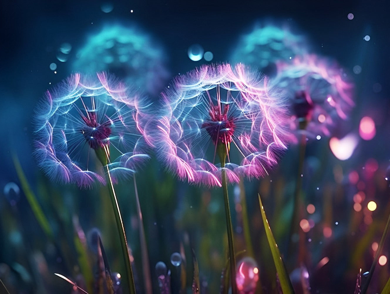 Blauer und violetter Löwenzahn Diamond Painting