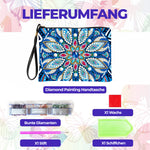 Blaues Blütenblatt Mandala Diamond Painting Handgelenktasche