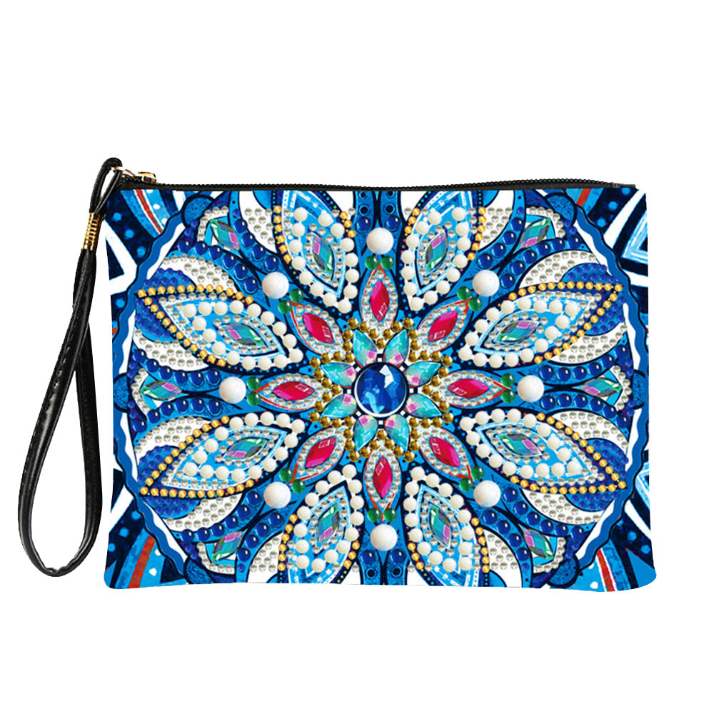 Blaues Blütenblatt Mandala Diamond Painting Handgelenktasche