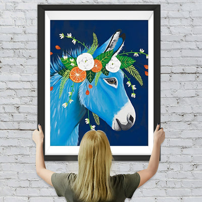 Blaues Cartoon-Pferd Diamond Painting