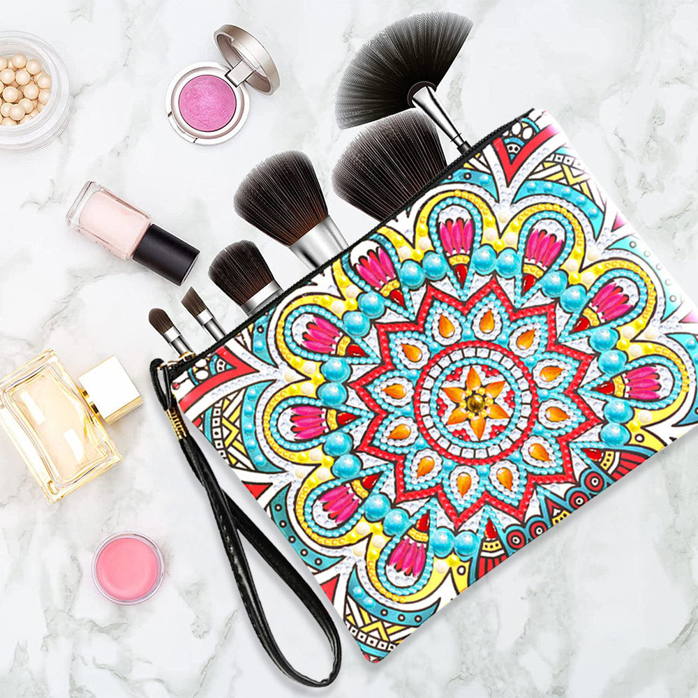 Blaues und gelbes Mandala Diamond Painting Handgelenktasche