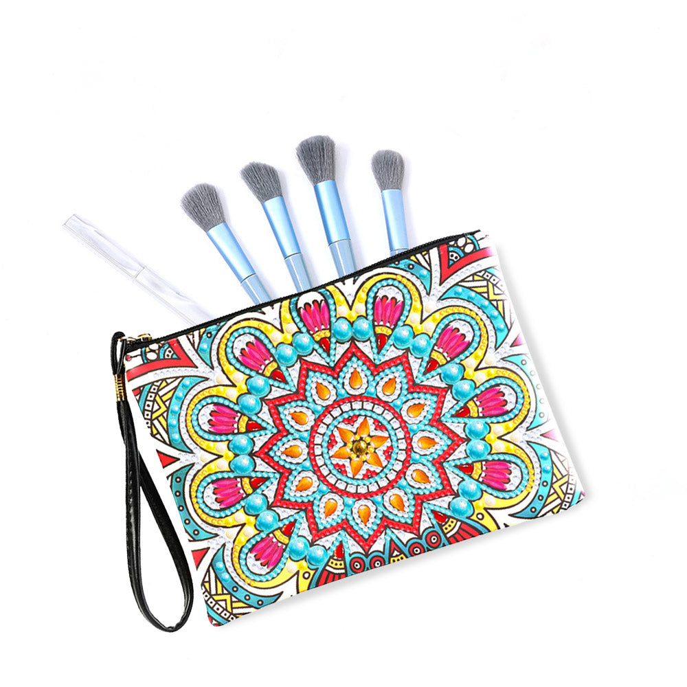 Blaues und gelbes Mandala Diamond Painting Handgelenktasche