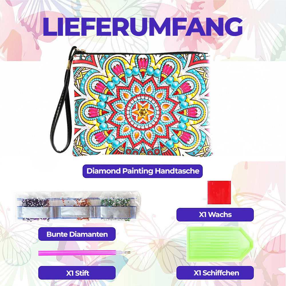 Blaues und gelbes Mandala Diamond Painting Handgelenktasche