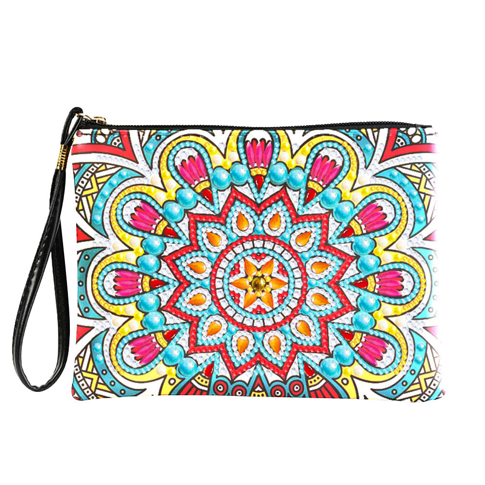 Blaues und gelbes Mandala Diamond Painting Handgelenktasche