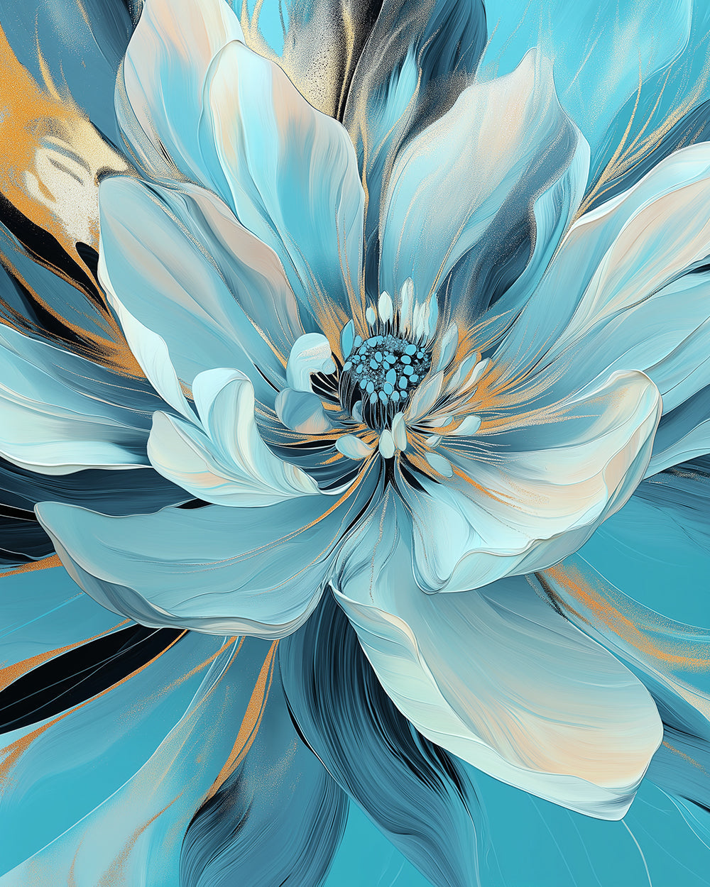 Blühende blaue Blume Diamond Painting