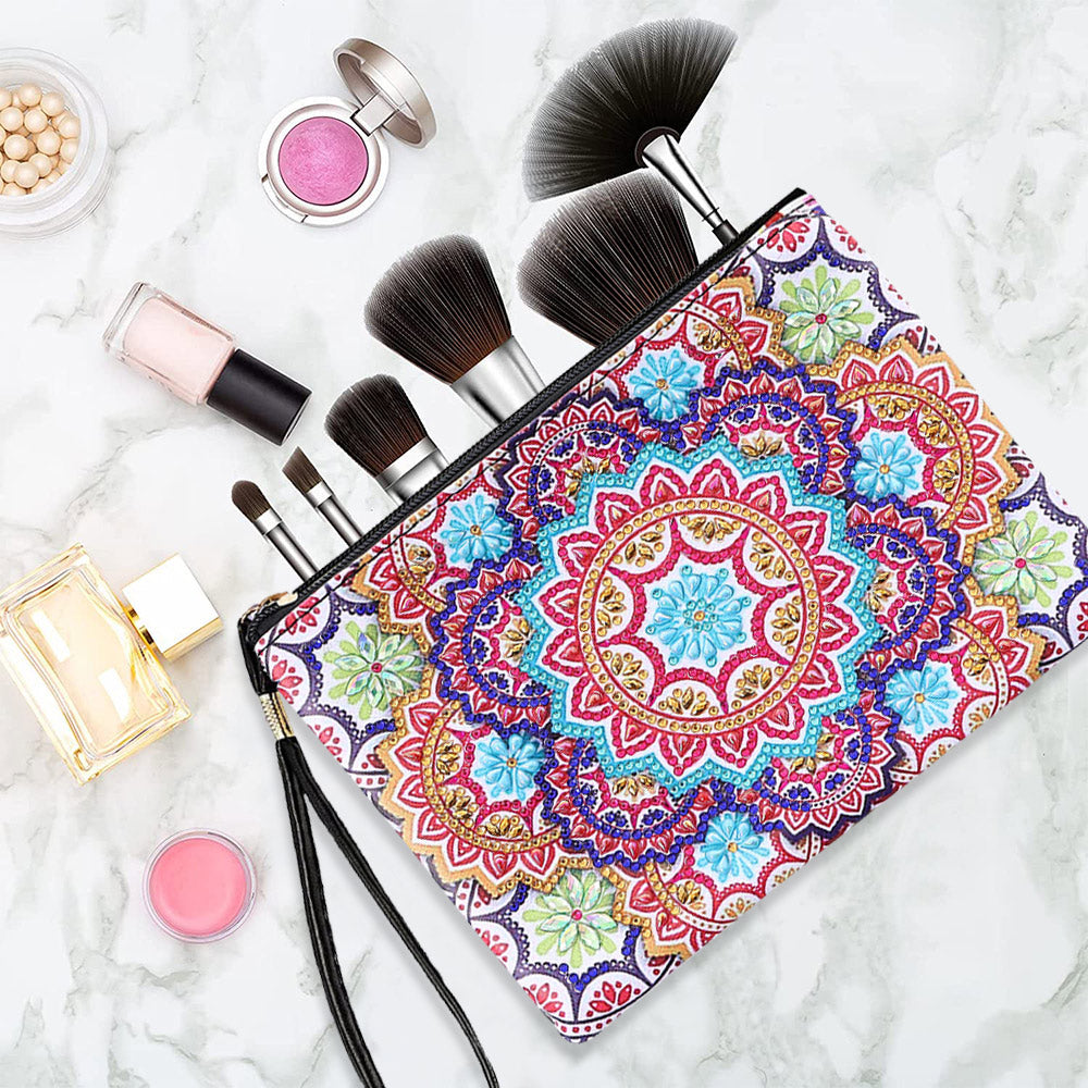 Blühende Mandala-Blumen Diamond Painting Handgelenktasche