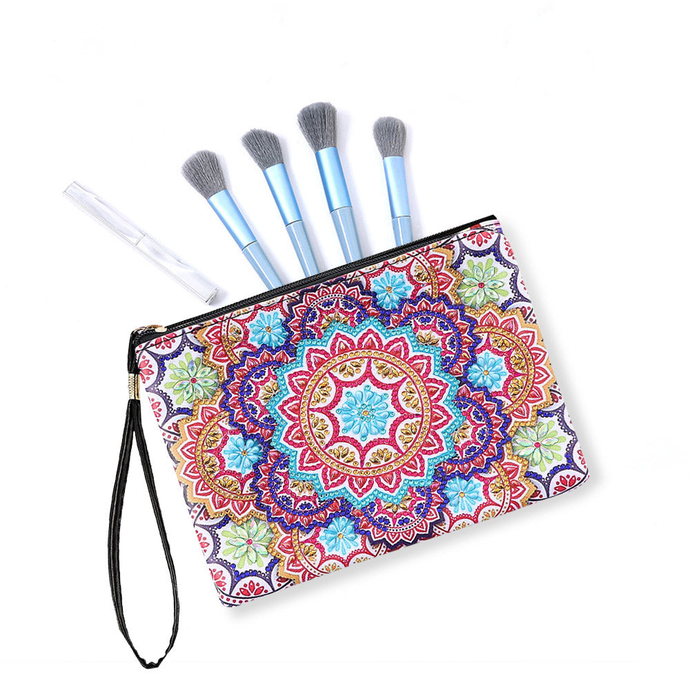 Blühende Mandala-Blumen Diamond Painting Handgelenktasche