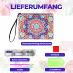 Blühende Mandala-Blumen Diamond Painting Handgelenktasche