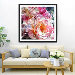 Blühende rosa Pfingstrosen Diamond Painting