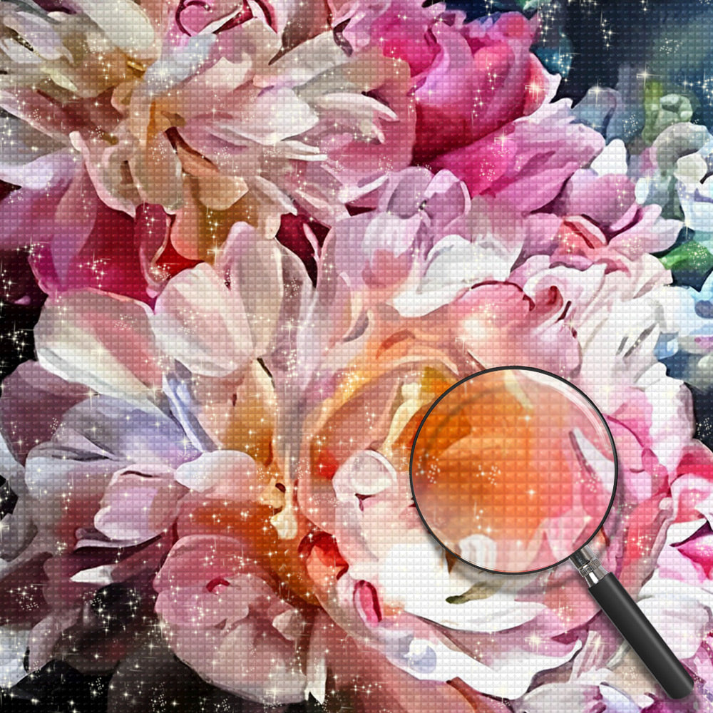 Blühende rosa Pfingstrosen Diamond Painting