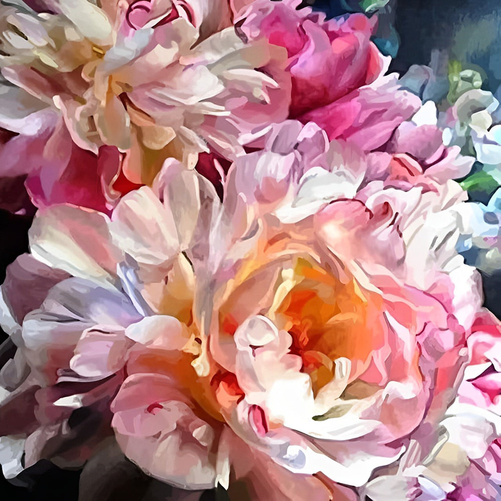 Blühende rosa Pfingstrosen Diamond Painting