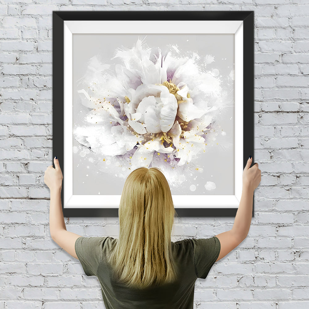 Blühende weiße Pfingstrose Diamond Painting