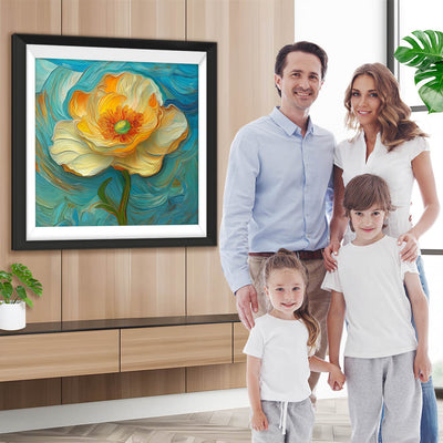 Blume mit orangefarbenen Staubgefäßen Diamond Painting