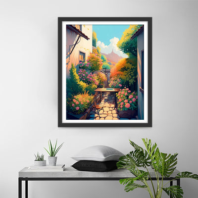 Blumen im Blumenbeet im Freien Diamond Painting