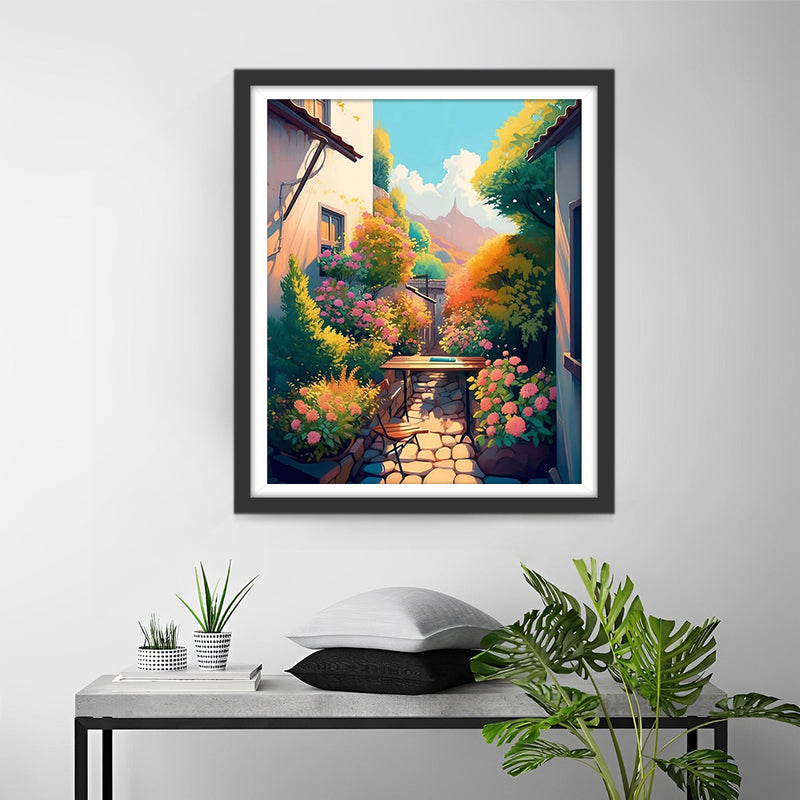 Blumen im Blumenbeet im Freien Diamond Painting