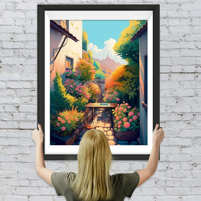 Blumen im Blumenbeet im Freien Diamond Painting