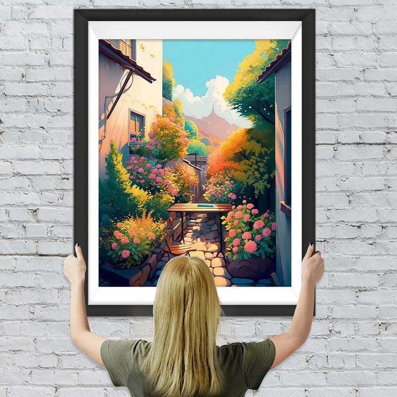 Blumen im Blumenbeet im Freien Diamond Painting