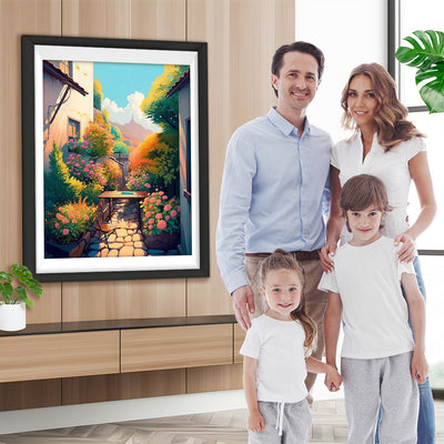 Blumen im Blumenbeet im Freien Diamond Painting