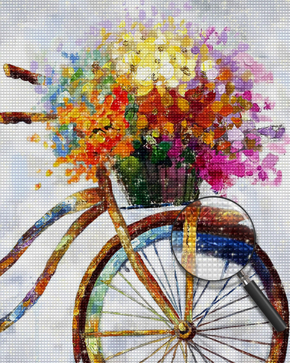 Blumen im Fahrradkorb Diamond Painting