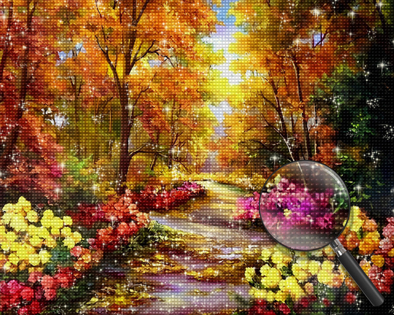 Blumen im Herbstwald Diamond Painting