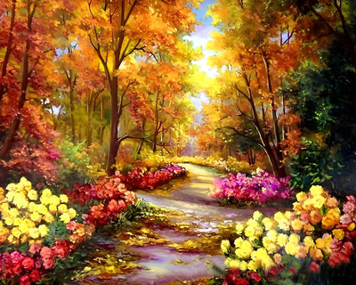 Blumen im Herbstwald Diamond Painting