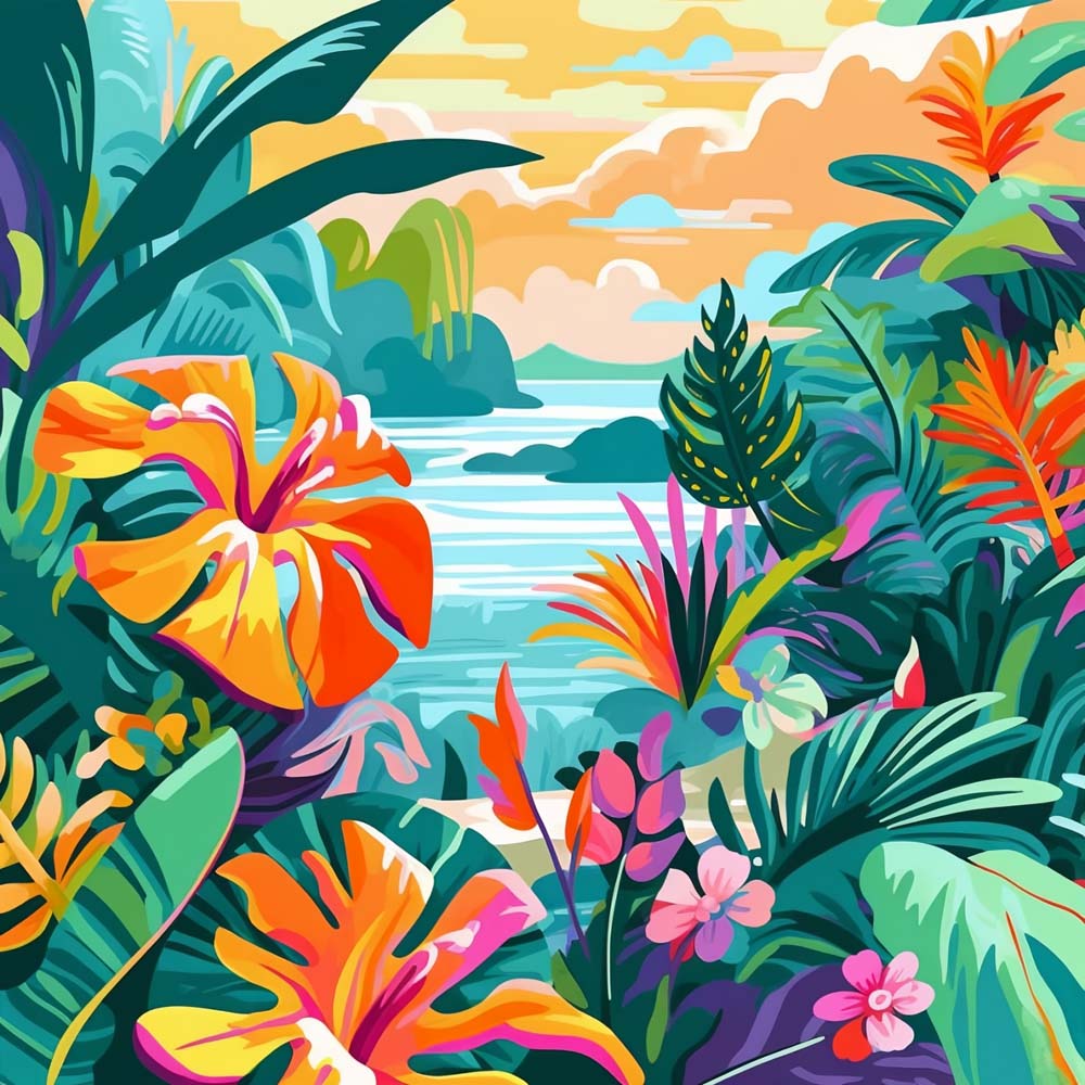 Blumen in den Tropen Diamond Painting