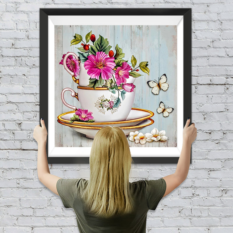 Blumen in der Tasse Diamond Painting