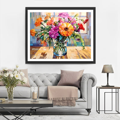 Blumen in einer Vase bei Sonnenschein Diamond Painting