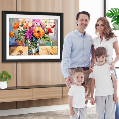 Blumen in einer Vase bei Sonnenschein Diamond Painting