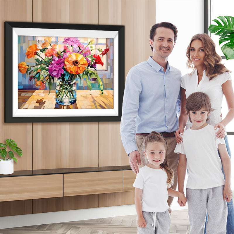 Blumen in einer Vase bei Sonnenschein Diamond Painting