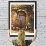 Blumen und Fahrräder vor der Tür Diamond Painting