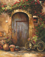 Blumen und Fahrräder vor der Tür Diamond Painting