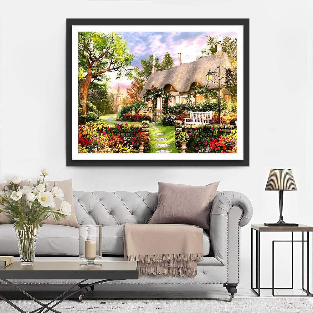 Blumen und Landhaus Diamond Painting