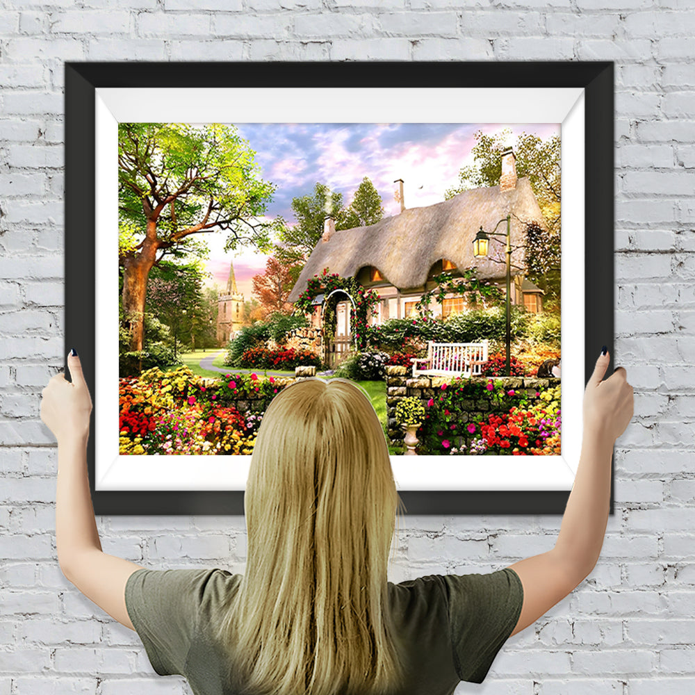 Blumen und Landhaus Diamond Painting