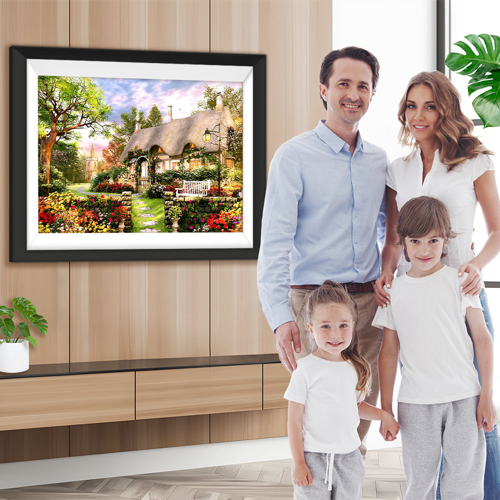 Blumen und Landhaus Diamond Painting