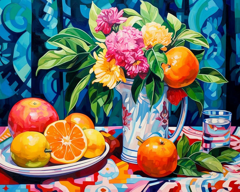 Blumen und Orangen Diamond Painting