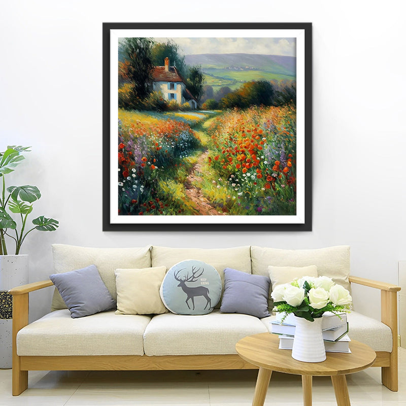 Blumenfelder auf dem Lande Diamond Painting