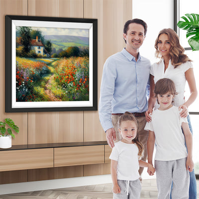 Blumenfelder auf dem Lande Diamond Painting