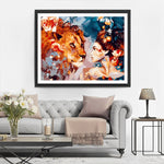 Blumenlöwe und Schönheit Diamond Painting