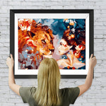 Blumenlöwe und Schönheit Diamond Painting