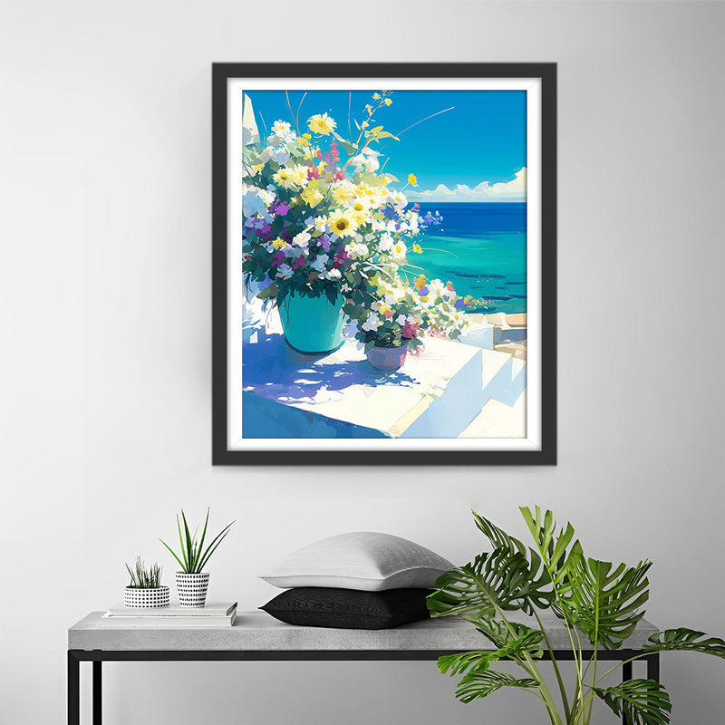 Blumenstrauß am Meer Diamond Painting