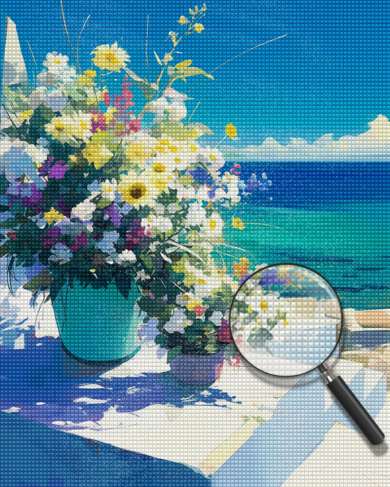 Blumenstrauß am Meer Diamond Painting